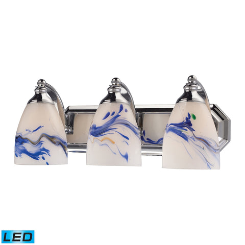 Bath And Spa 3 Light LED Vanity In Polished Chrome And Mountain Glass