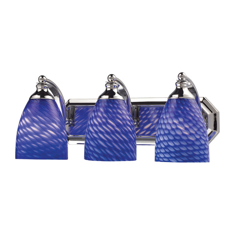 Bath And Spa 3 Light Vanity In Polished Chrome And Sapphire Glass