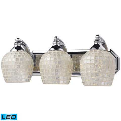 Bath And Spa 3 Light LED Vanity In Polished Chrome And Silver Glass