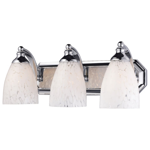 Bath And Spa 3 Light Vanity In Polished Chrome And Snow White Glass