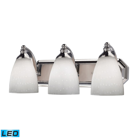 Bath And Spa 3 Light LED Vanity In Polished Chrome And Simple White Glass