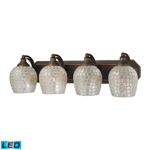 Bath And Spa 4 Light LED Vanity In Aged Bronze And Silver Glass