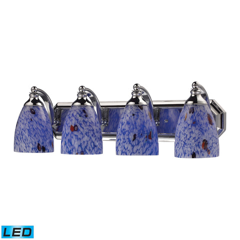 Bath And Spa 4 Light LED Vanity In Polished Chrome And Starburst Blue Glass