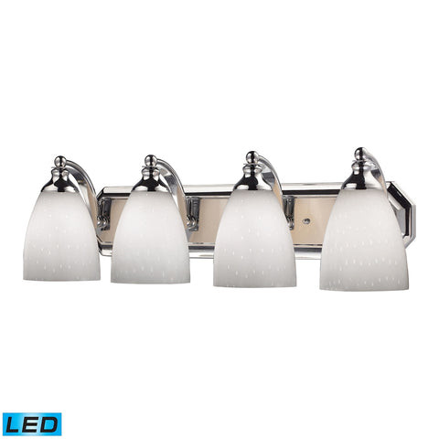 Bath And Spa 4 Light LED Vanity In Polished Chrome And Simple White Glass