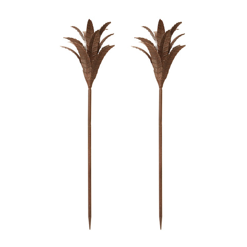 Rust Iron Leaf Stem - Set of 2