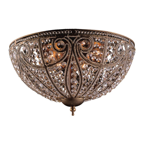 Elizabethan 6 Light Flushmount In Dark Bronze And Crystal