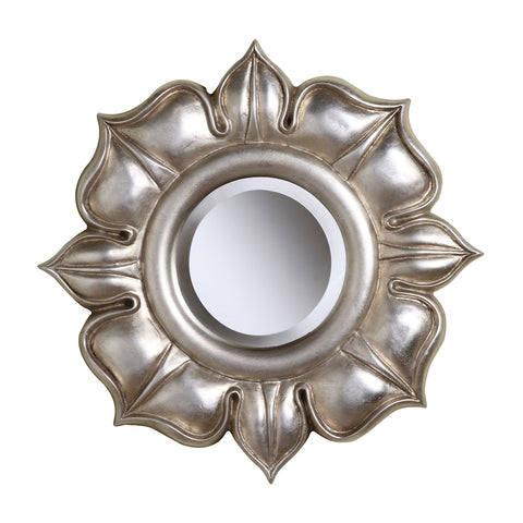 Lotus Mirror In Bright Silver Leaf