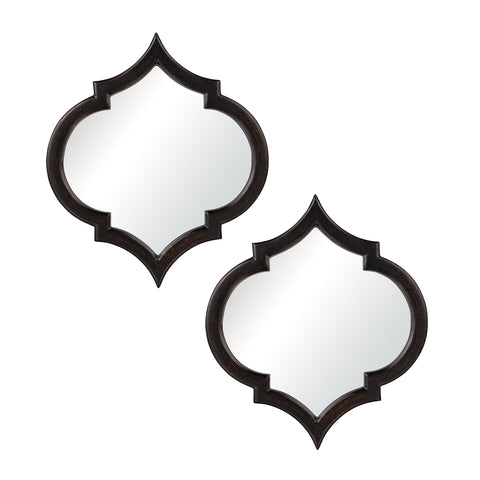 Horizonte Mirrors In Black With Hand Rubbed Silver Edging - Set of 2