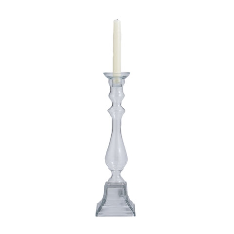 Clear Glass Knight Pillar Candle Holder - Small