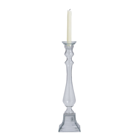 Clear Glass Knight Pillar Candle Holder - Large