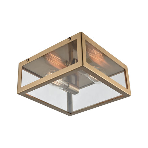 Parameters 2 Light Flush In Satin Brass With Clear Glass