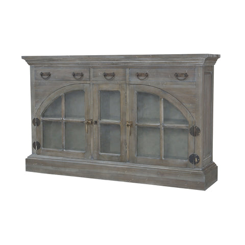 Farmhouse China Credenza In Waterfront Grey Stain And White Wash