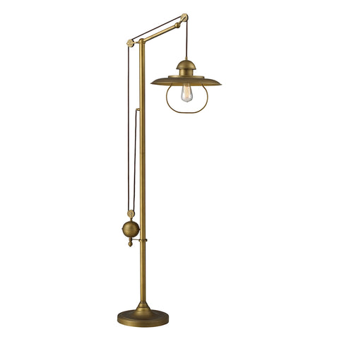 Farmhouse 1 Light Adjustable Floor Lamp In Antique Brass