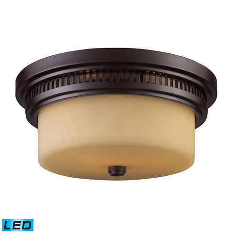 Chadwick 2 Light LED Flushmount In Oiled Bronze And White Glass