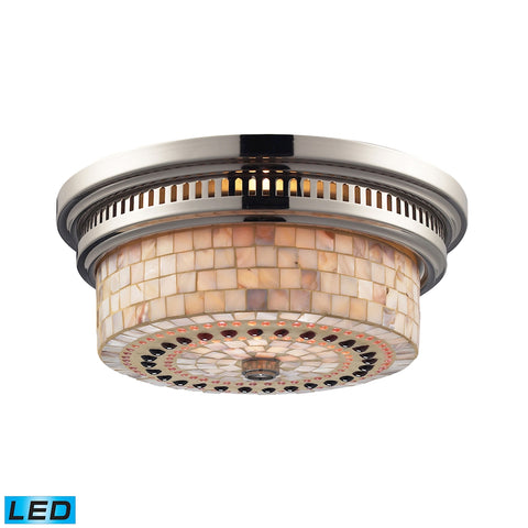 Chadwick 2 Light LED Flushmount In Polished Nickel And Cappa Shells