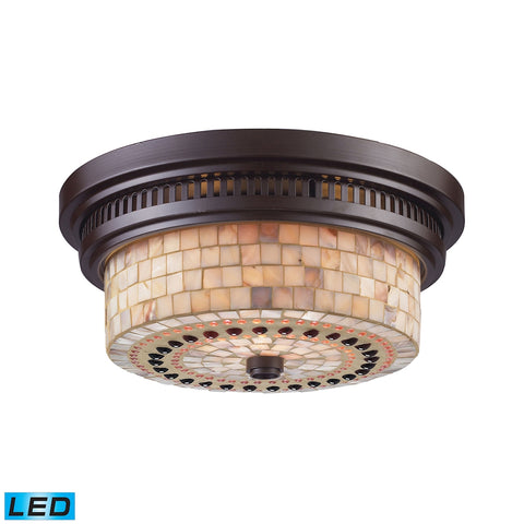 Chadwick 2 Light LED Flushmount In Oiled Bronze And Cappa Shells