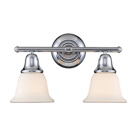 Berwick 2 Light Vanity In Polished Chrome And White Glass