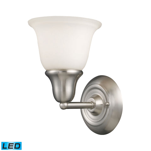 Berwick 1 Light LED Wall Sconce In Brushed Nickel And White Glass