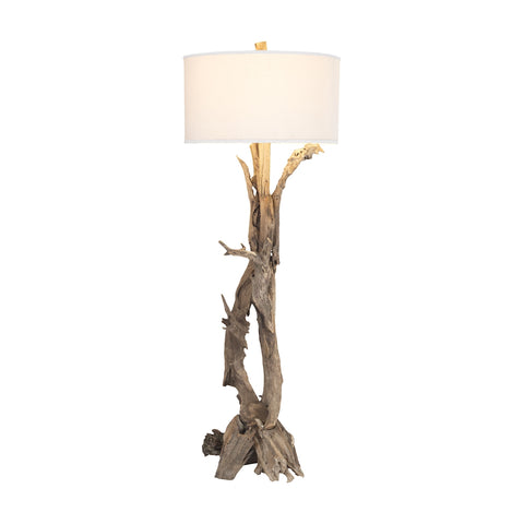 Hounslow Heath Natural 68-In Teak Root Floor Lamp with White Fabric Shade