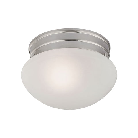 Mushroom Flushmount 1 Light Flush In Brushed Nickel And White Glass