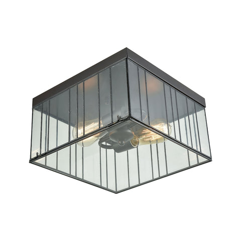 Lucian 2 Light Flush In Oil Rubbed Bronze With Clear Glass