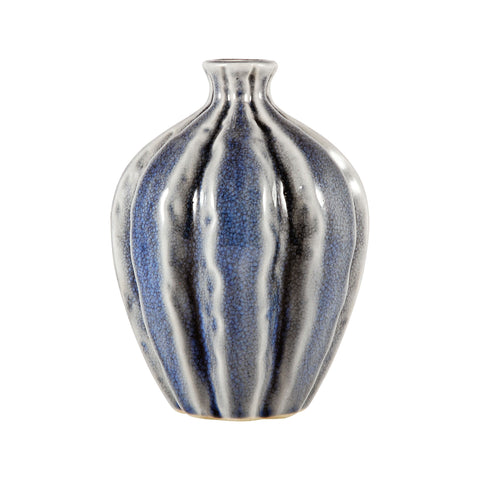 Ripples Vase In Crackle Denim