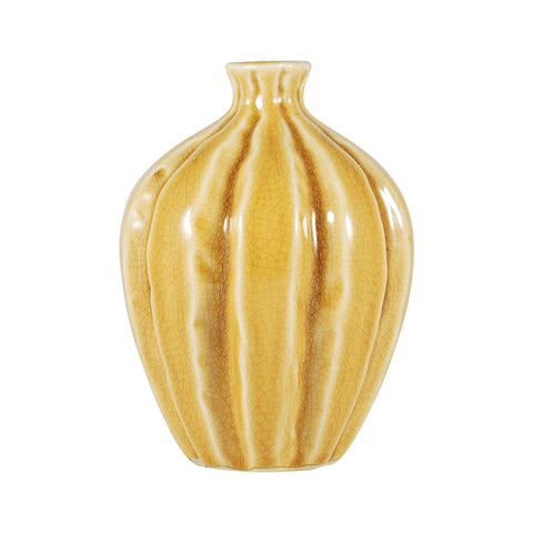 Ripples Vase In Crackle Ochre