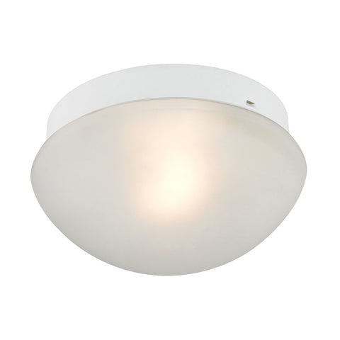 Mushroom Flushmount 1 Light Flush In White With Frosty White Glass