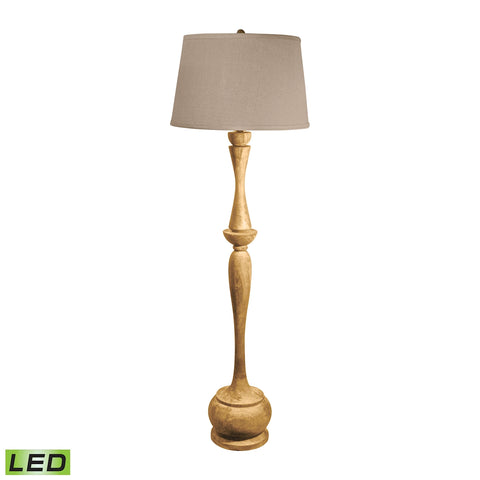 Distressed Acacia Wood LED Floor Lamp