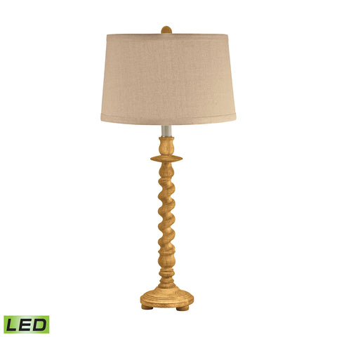 Washed Wood Barley Twist LED Table Lamp