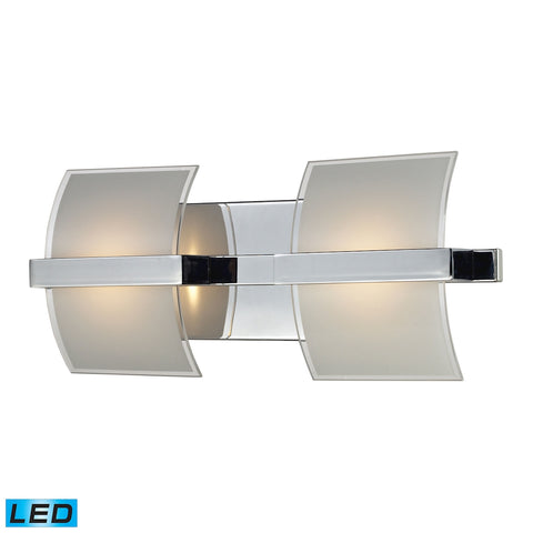 Epsom 2 Light LED Vanity In Polished Chrome And White Etched Glass