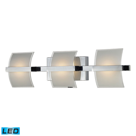 Epsom 3 Light LED Vanity In Polished Chrome And White Etched Glass