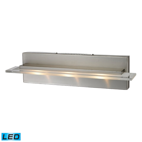 Linton 3 Light LED Vanity In Satin Nickel With Etched And Clear Glass