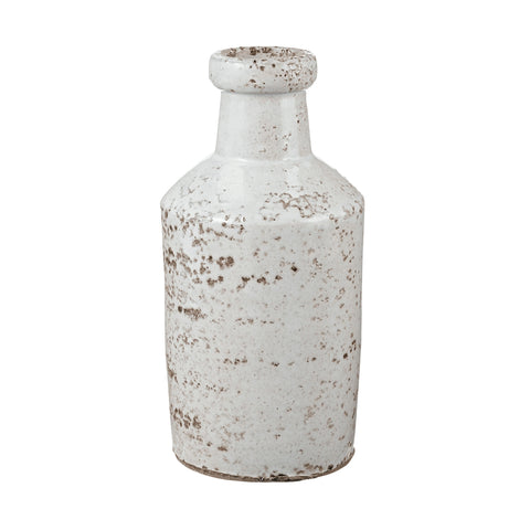 Rustic White Milk Bottle