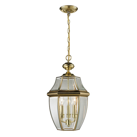 Ashford 3 Light Outdoor Pendant In Antique Brass