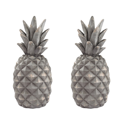 Decorative Pineapple In Aged Grey - Set of 2