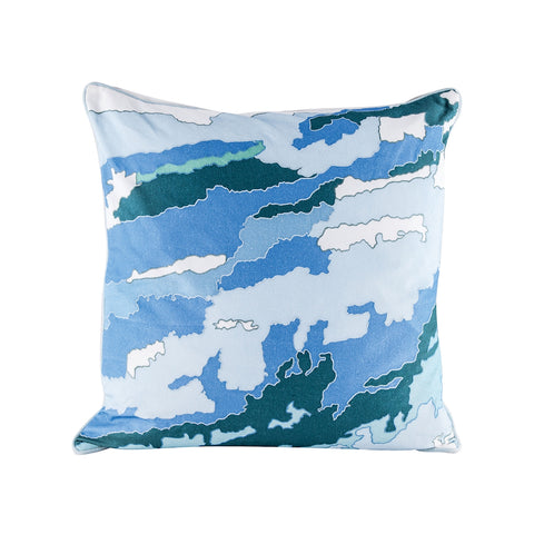 Blue Topography Pillow With Goose Down Insert