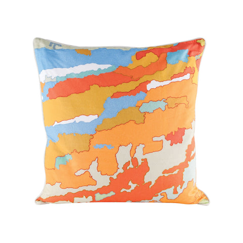 Orange Topography Pillow With Goose Down Insert