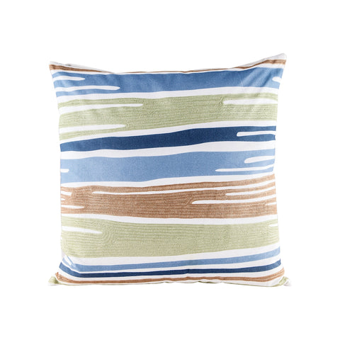 Blue Green Drapes Pillow With Goose Down Insert