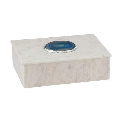 Antilles Box In White Marble And Blue Agate