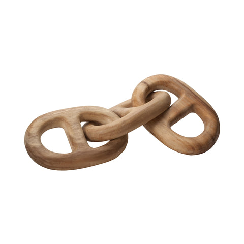 Hand Carved 3-Link Decorative Wooden Chain