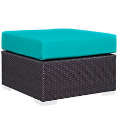 Convene Outdoor Patio Fabric Square Ottoman