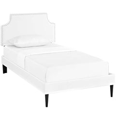Laura Twin Vinyl Platform Bed with Round Tapered Legs