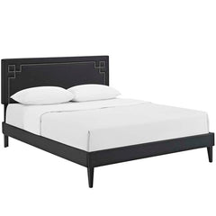 Josie Queen Vinyl Platform Bed with Squared Tapered Legs