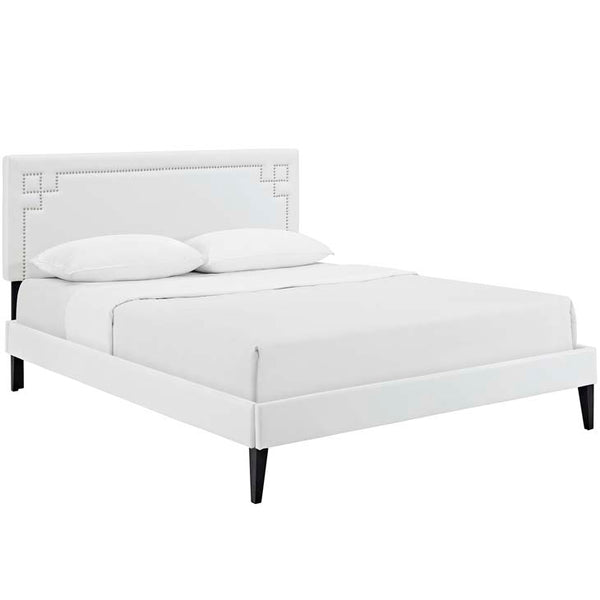 Josie Queen Vinyl Platform Bed with Squared Tapered Legs