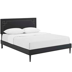 Josie Queen Vinyl Platform Bed with Round Tapered Legs