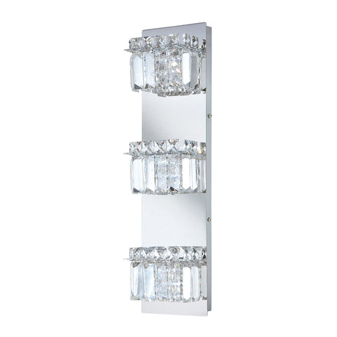 Crown 3 Light Vanity In Chrome And Clear Crystal Glass