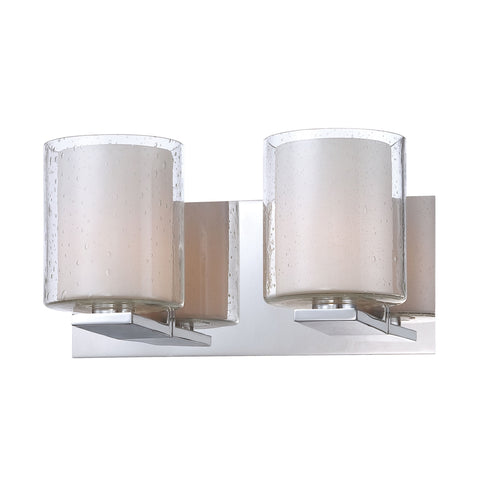 Combo 2 Light Vanity In Chrome And Clear Stromboli Outer Glass With White Opal Inner Glass