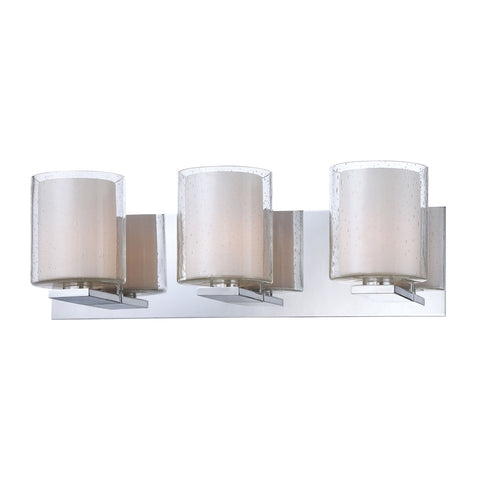 Combo 3 Light Vanity In Chrome And Clear Stromboli Outer Glass With White Opal Inner Glass