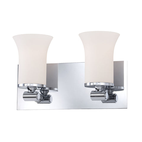 Flare 2 Light Vanity In Chrome And White Opal Glass